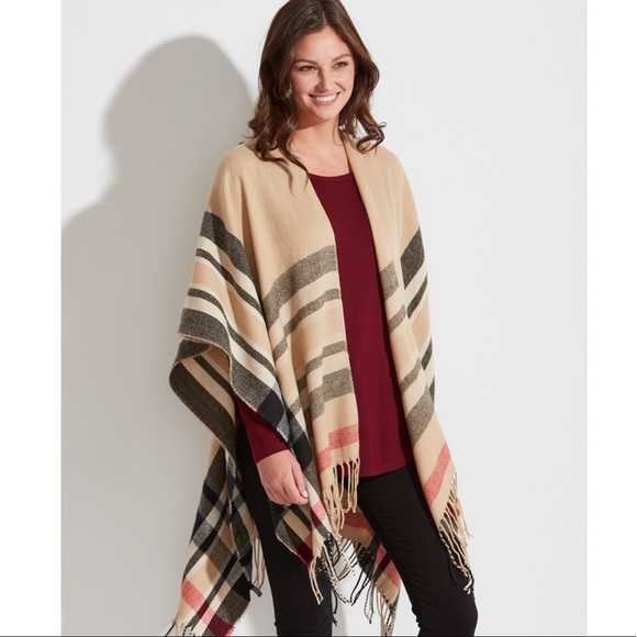 Sweaters - NWT Plaid Oversized Wrap Cardigan Knit Fuzzy Long